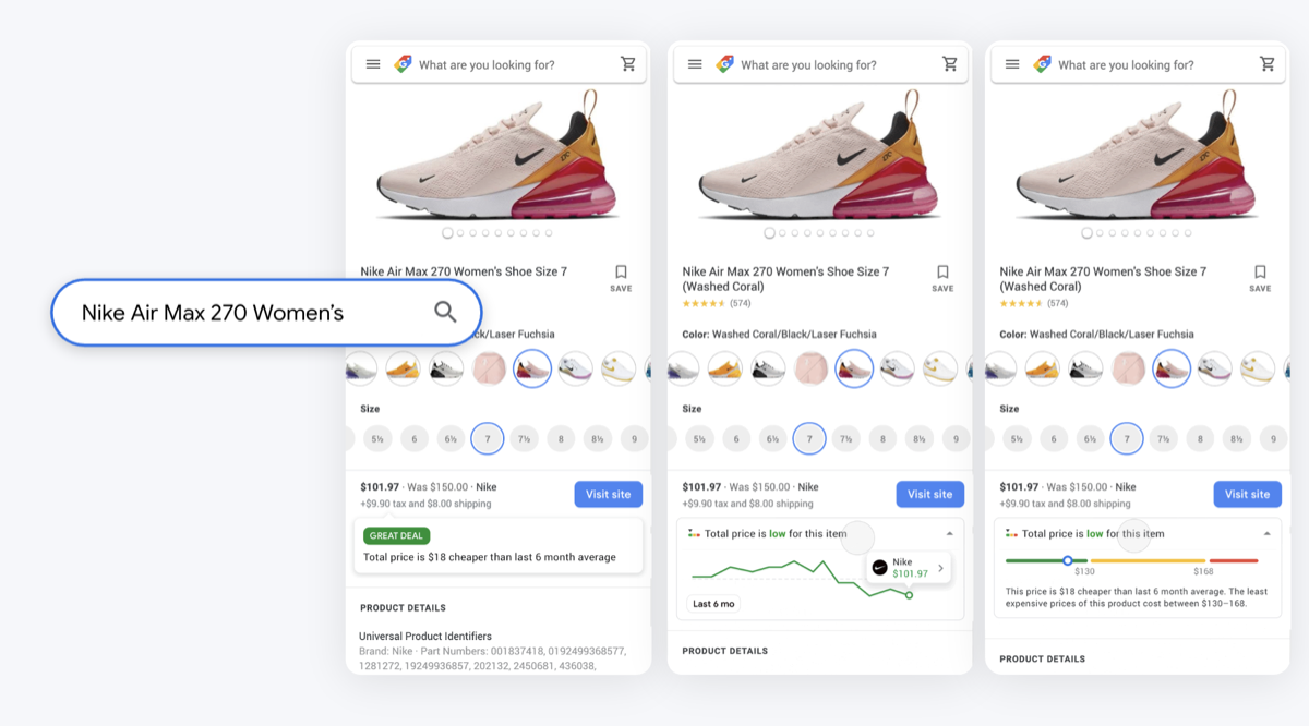 'What do most people pay?' feature showing price distribution, brand recommendations, and top picks